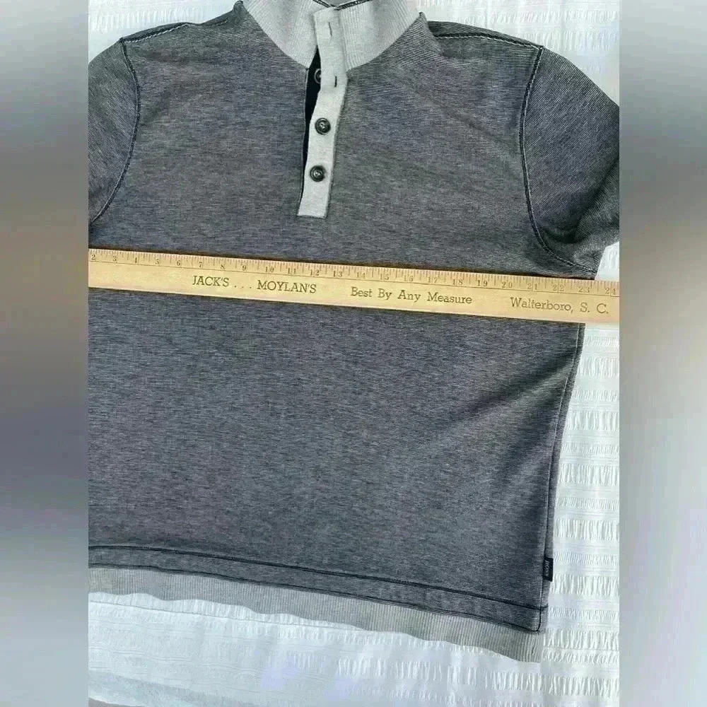 Hugo Boss Mens 1/4 Button  Mock Pullover Sweater Regular Fit XL dark&light gray - Picture 5 of 7